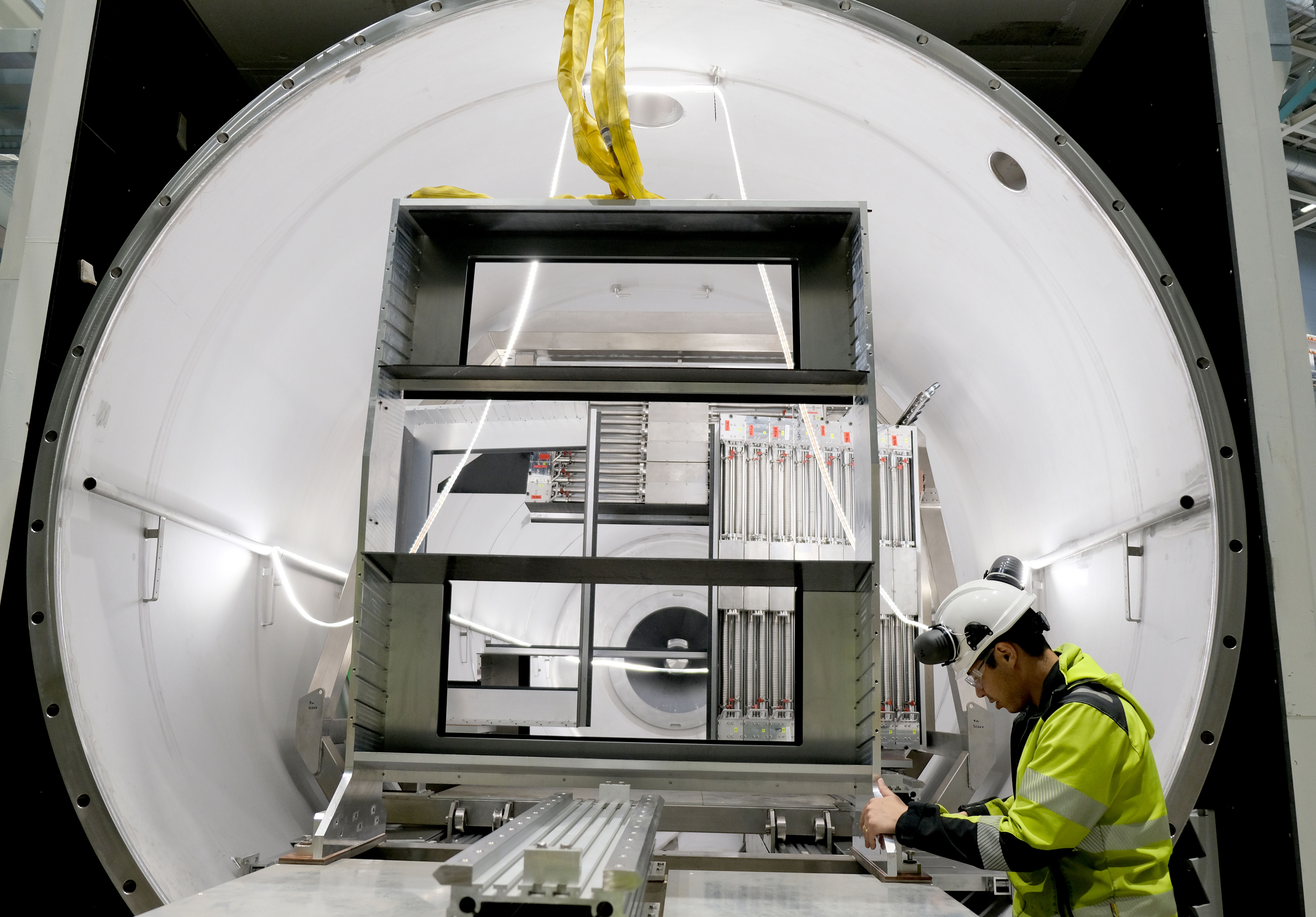 Engineer installing the LoKI detector