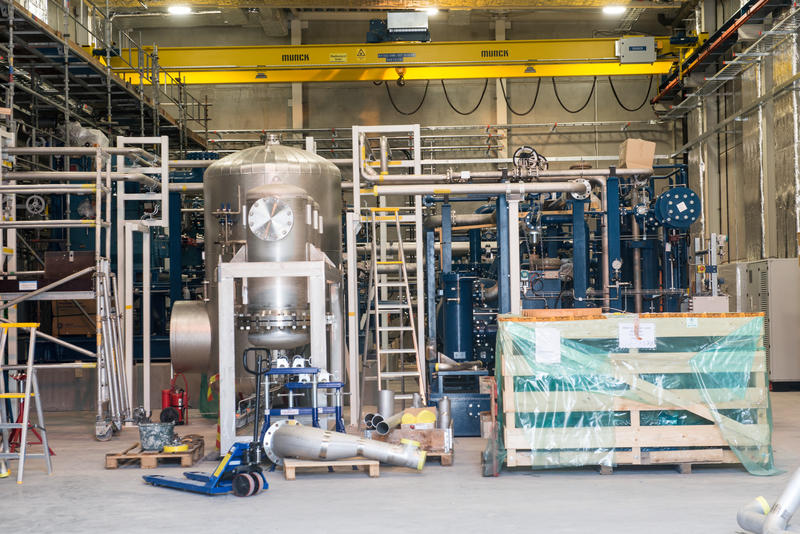 Piping works in the Cryo-Compressor Building.