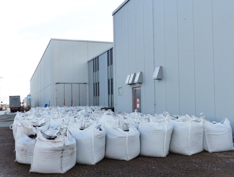 Bags of earth for the Gallery Building Green roof topfill.