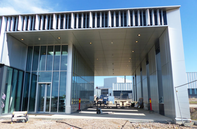 Facades completed for the Campus Entrance building.