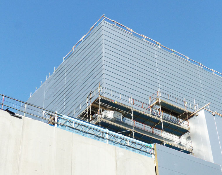 Start of metal cladding for the ESS Target Building.