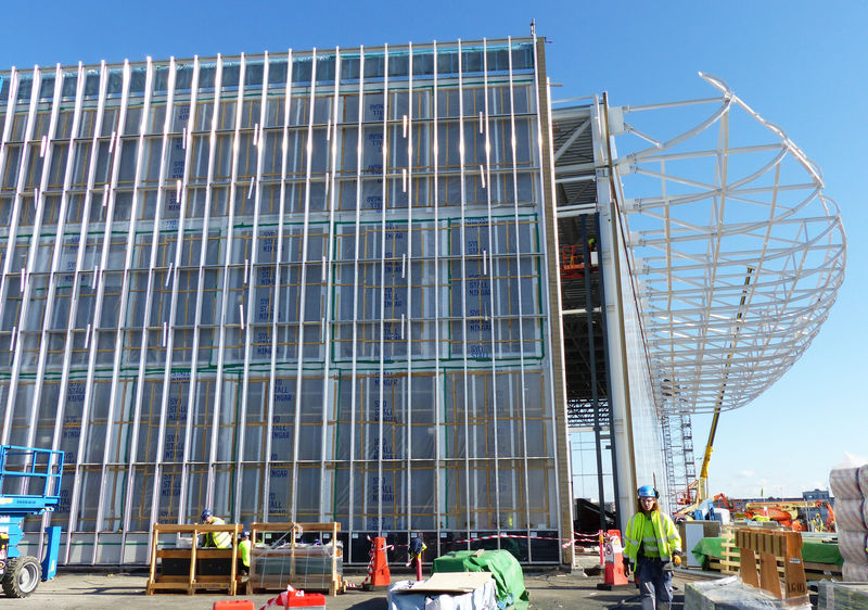 Facades for the lab to Experimental Hall 1.