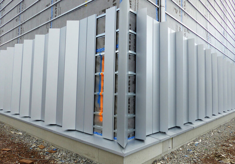 Facade installation for the Waste Treatment Facility.